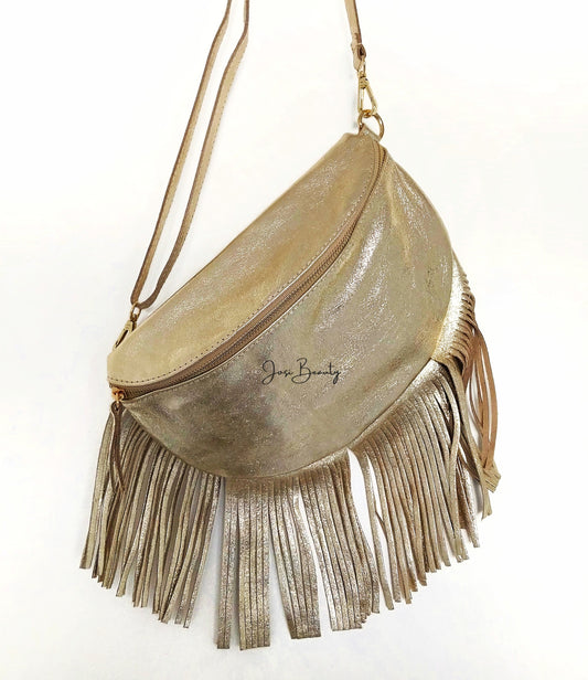 SAC BANANE DORÉ À FRANGES