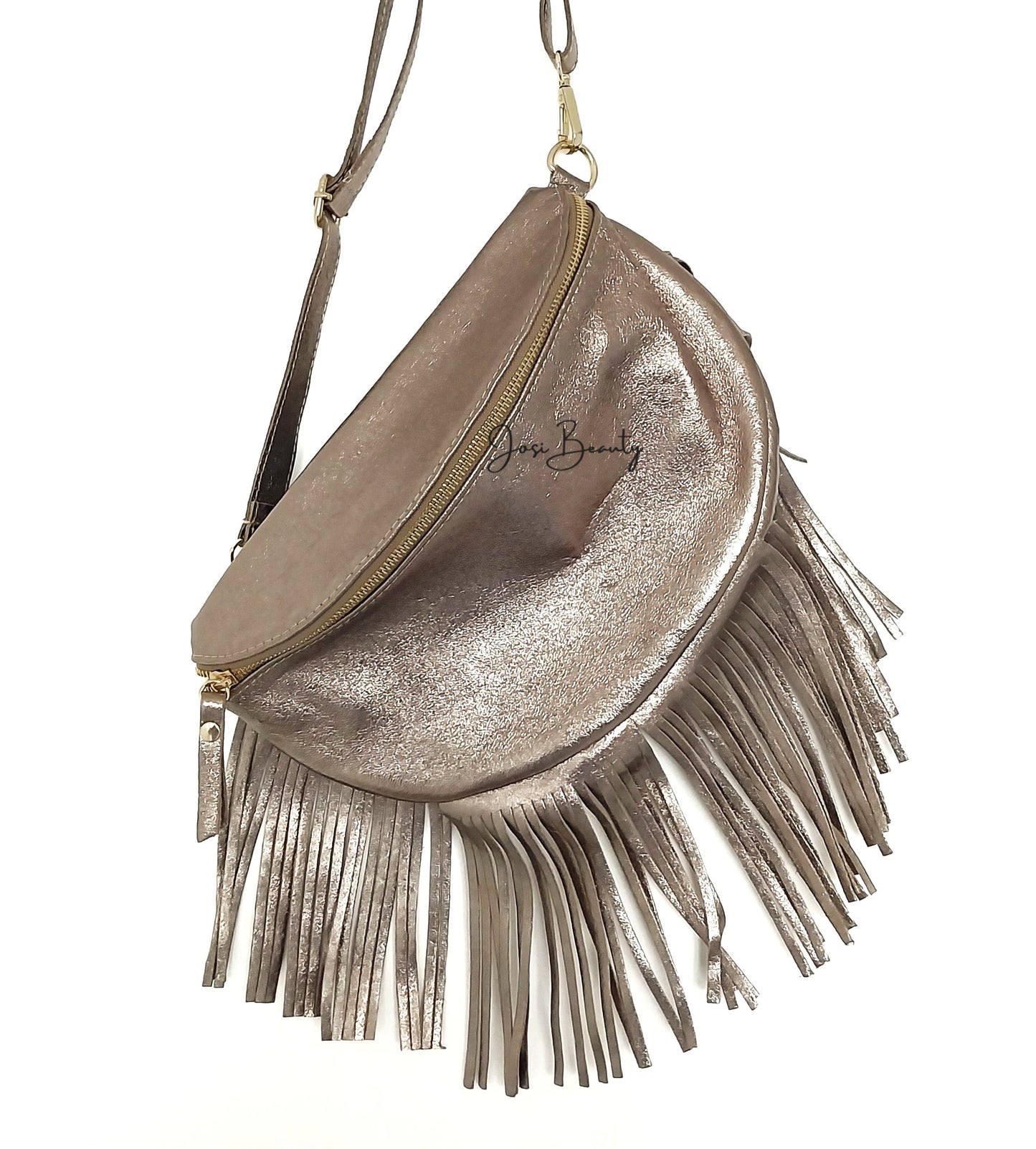 SAC BANANE BRONZE À FRANGES